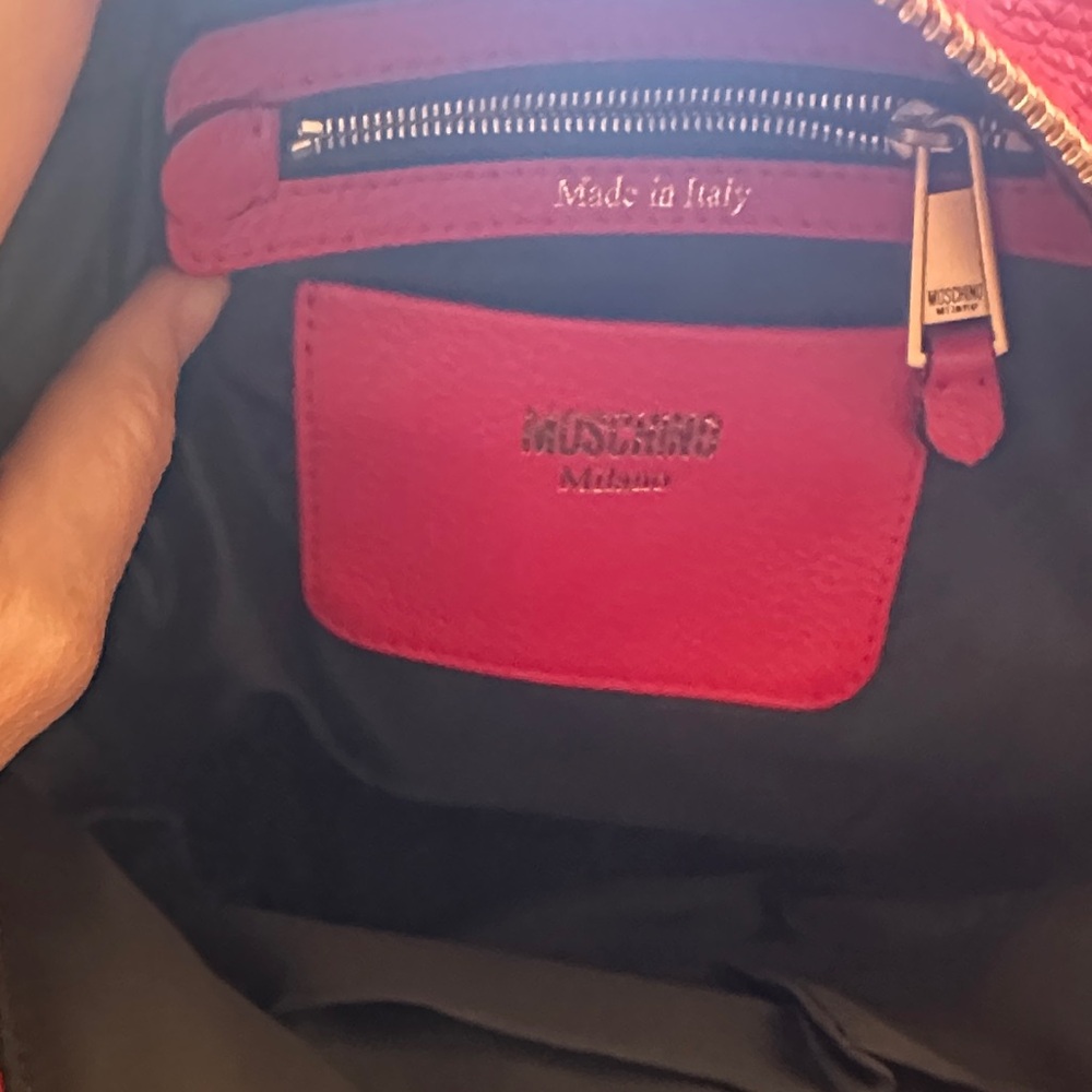 Moschino Red Genuine Leather Mini Backpack with Gold Hardware 9”x11”x5” - Picture 15 of 15